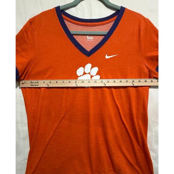CLEMSON Tigers The Nike Tee Dri Fit V-Neck Shirt Orange Purple Womens XL (103) - Picture 6 of 8